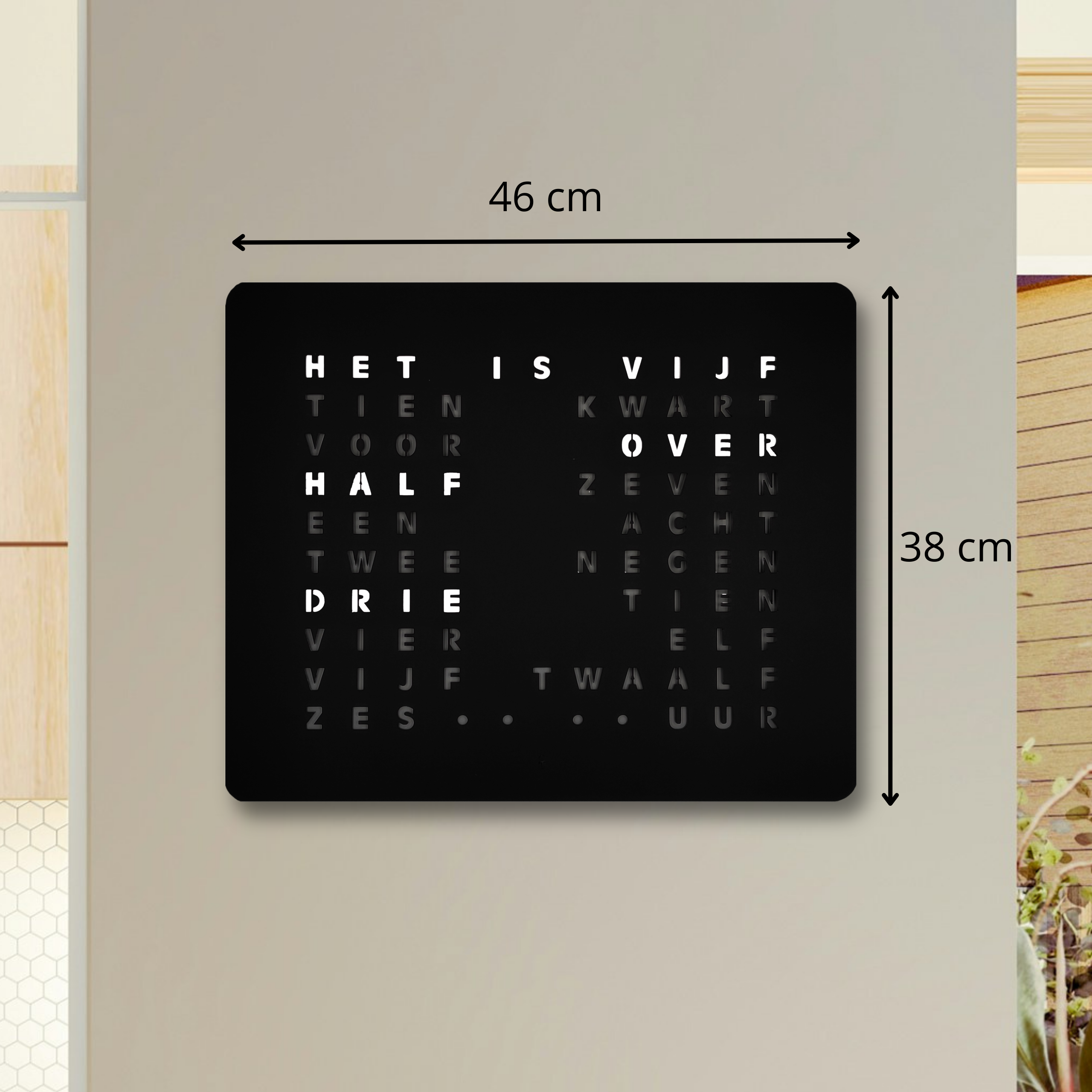 Woordklok Atlas Time afmetingen